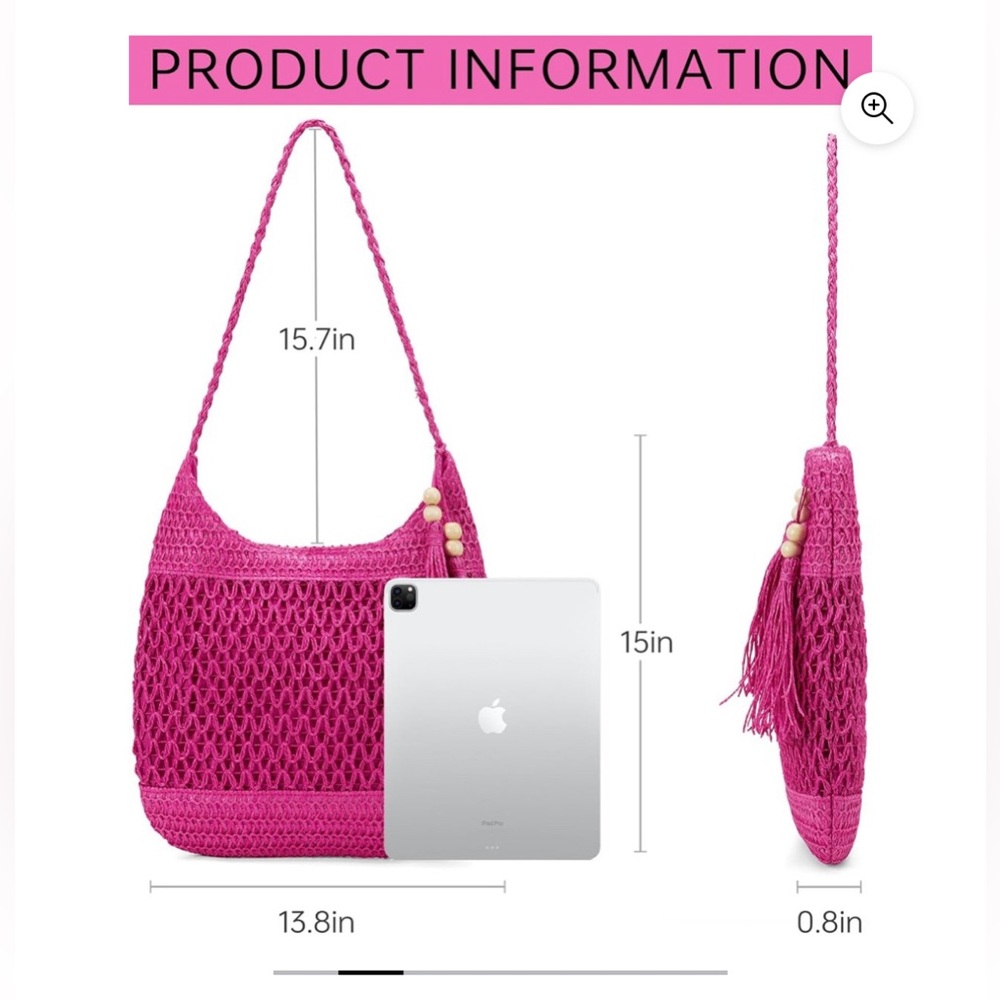 Straw Packable Large Mesh Beach Bag The Tote Hobo Bag Crossbody Purses